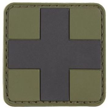 Picture of VELCRO BADGE, FIRST AID, olive-black, 3D, approx. 5 x 5 cm